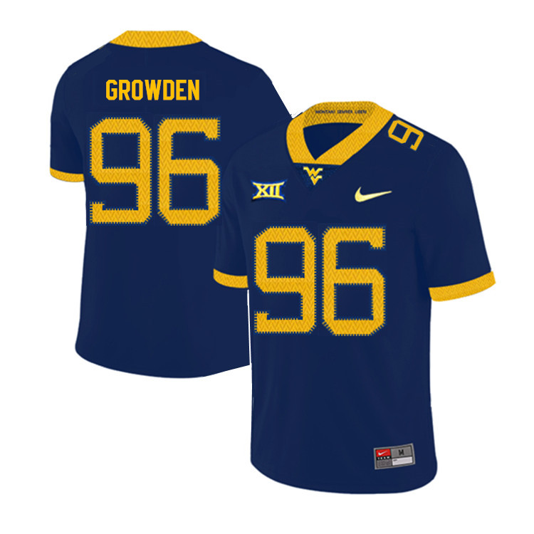 NCAA Men's Josh Growden West Virginia Mountaineers Navy #96 Nike Stitched Football College 2019 Authentic Jersey NL23N84QE